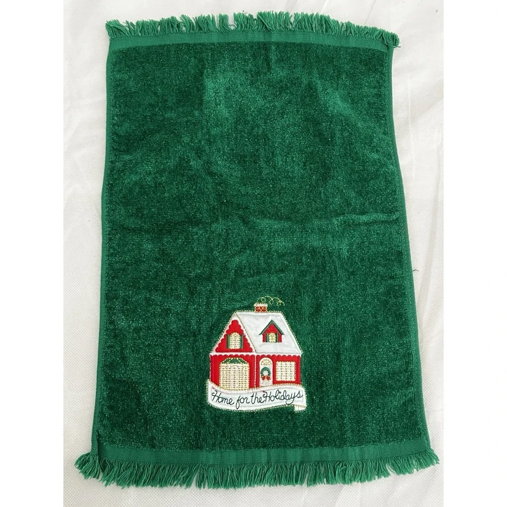 Vtg Christmas Embroidered Fingertip Holiday Decorative Hand Towels Lot Of 12